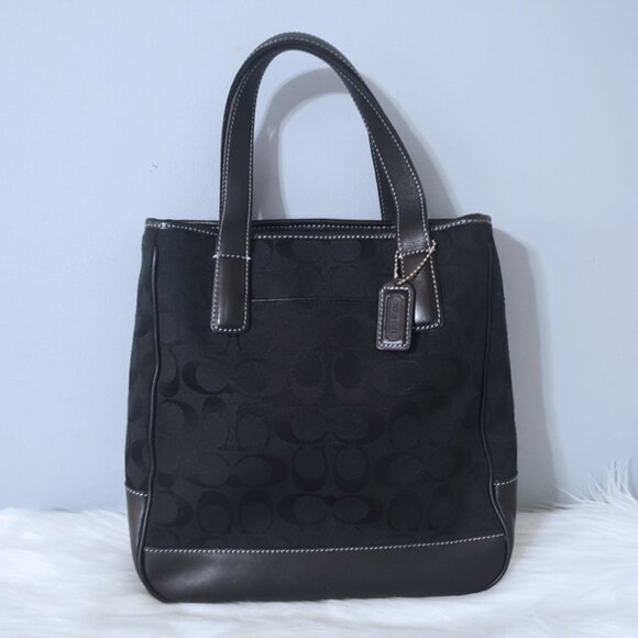 Coach Handbags - Coach vintage Y2K top handle monogram canvas leather small tote #6092 EUC
